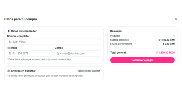 Compra en sucursal